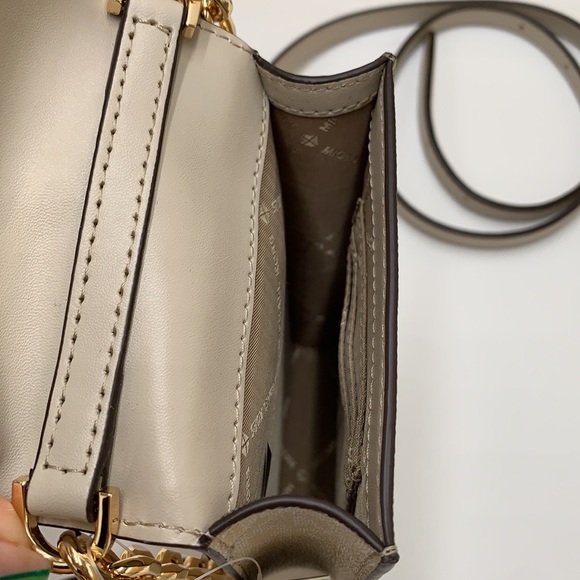NWT MICHAEL KORS CARMEN SMALL NORTH SOUTH PHONE XBODY LIGHT SAND SIGNATU… - Picture 9 of 15